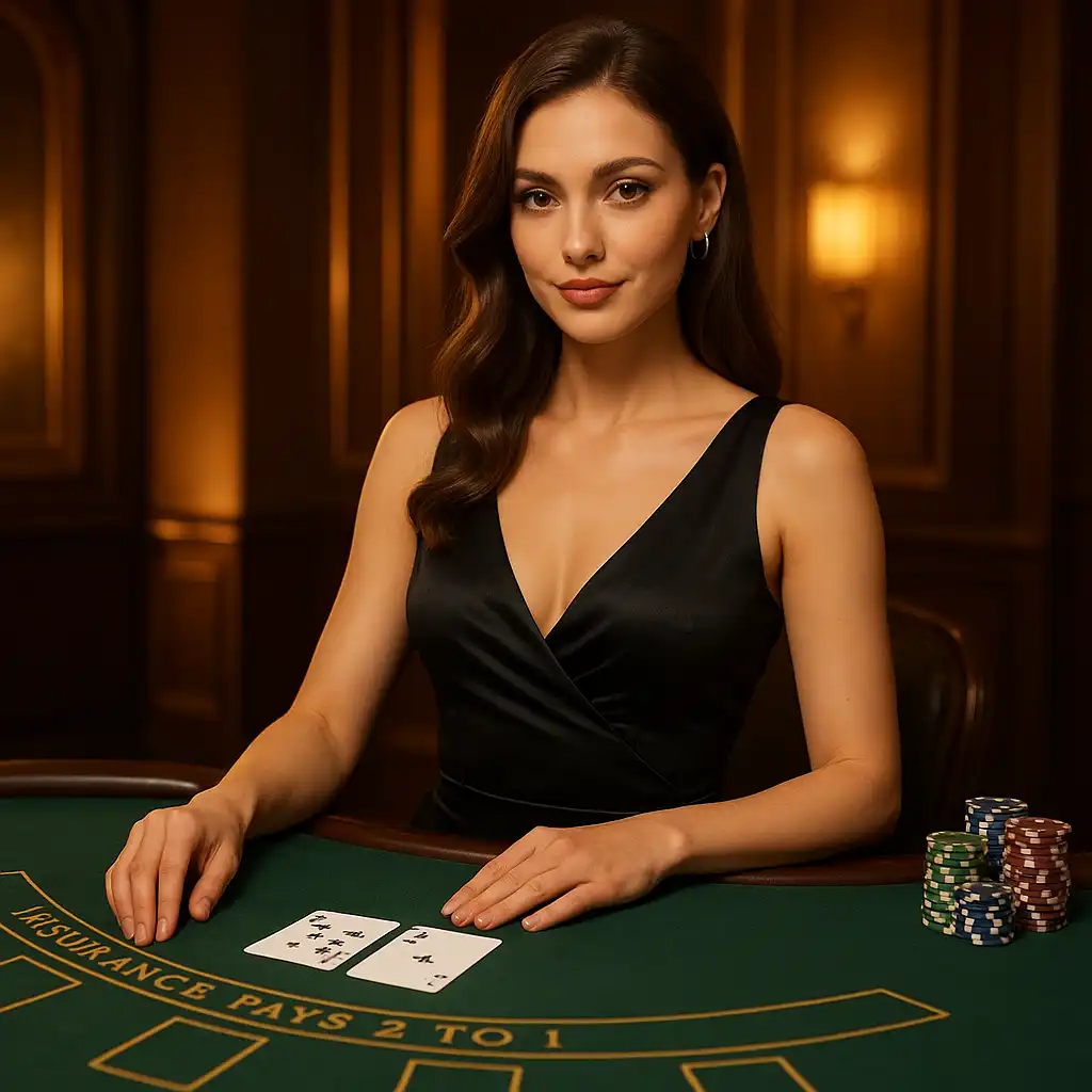 Live dealer at the blackjack table in the Mafia Casino live section